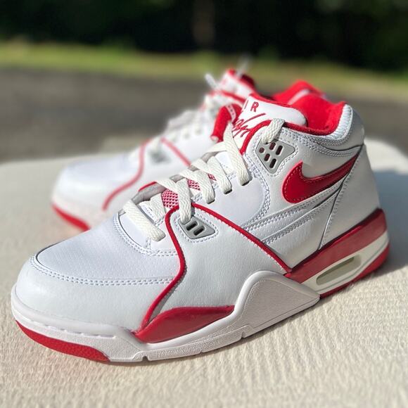 NEW Size 7Y Womens Size 8.5 Nike White & Red Air Flight 89 Big Kids Sneakers - Picture 2 of 8